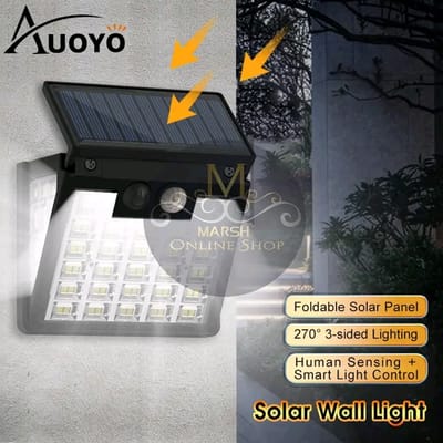💥Auoyo Solar Wall Light Solar Outdoor Lighting LED Motion Sensor Solar Light 270° Wide Angle Lamp Automatic Light IP65 Waterproof Garden Light for Yard Garden Deck Pathway Porch_img_0