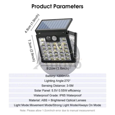 💥Auoyo Solar Wall Light Solar Outdoor Lighting LED Motion Sensor Solar Light 270° Wide Angle Lamp Automatic Light IP65 Waterproof Garden Light for Yard Garden Deck Pathway Porch_img_11