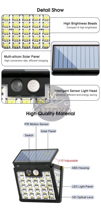💥Auoyo Solar Wall Light Solar Outdoor Lighting LED Motion Sensor Solar Light 270° Wide Angle Lamp Automatic Light IP65 Waterproof Garden Light for Yard Garden Deck Pathway Porch_img_10