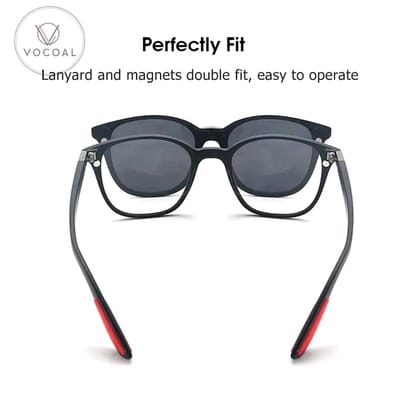Vocoal 5 in 1 Sunglasses Set Magnetic Snap-On Glasses Unisex Lenses Retro Frame_img_2