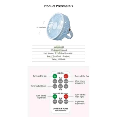 🔥🔥 MAYTTO USB rechargeable remote controlled Desktop Hanging Camping Fan..._img_3