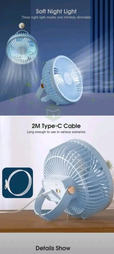 🔥🔥 MAYTTO USB rechargeable remote controlled Desktop Hanging Camping Fan..._img_6