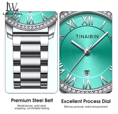 🍁 LouisWill Ladies Retro Diamond Steel Strap Watches..._img_4