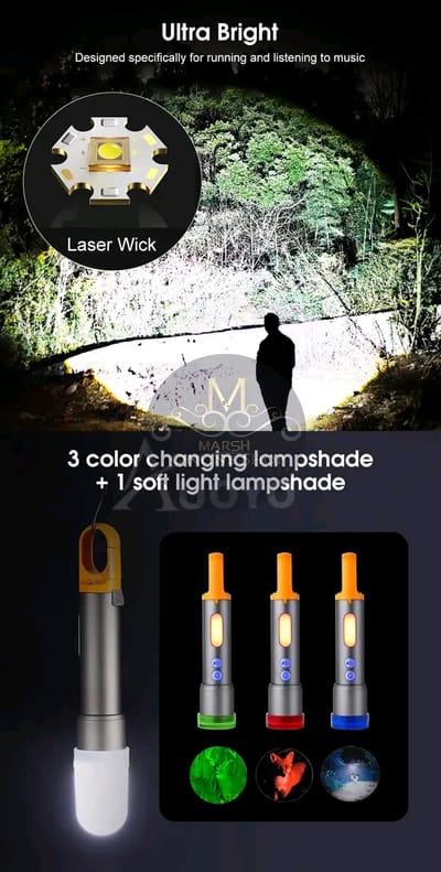 💥Auoyo Multifunctional COB Warning Zoomable Flashlight_img_10
