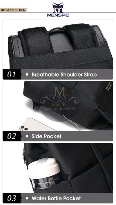 MENSPE Men Laptop Backpack Large Capacity Business Bag College Backpack Waterproof Travel Backpack_img_8