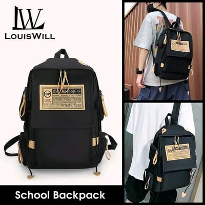 LouisWill Unisex Backpack Large Capacity Shoulder Bag Fashion Student Bag School Bag Hiking Travel Bags Men's Waterproof Bag Casual Nylon Backpacks_img_0