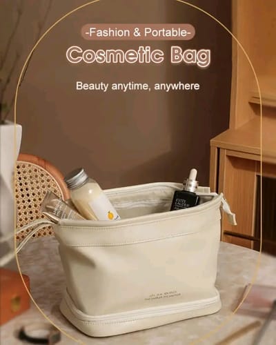 LouisWill Cosmetic Bag Case Portable Travel Toiletry Bags PU Leather Makeup Pouch Handbag Organizer Large Capacity Cosmetic Bag with Lanyard for Traveling Business Trip Home Tidy_img_0