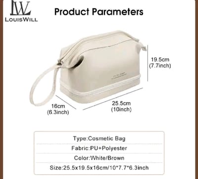 LouisWill Cosmetic Bag Case Portable Travel Toiletry Bags PU Leather Makeup Pouch Handbag Organizer Large Capacity Cosmetic Bag with Lanyard for Traveling Business Trip Home Tidy_img_2