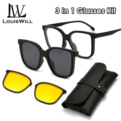 LouisWill Unbreakable UV Protection Three In One Magnetic  Absorption Sunglasses_img_0