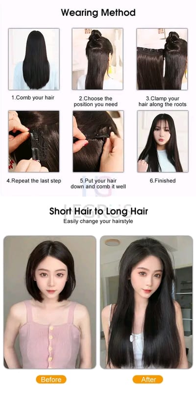 HEGRUS 60CM Natural Straight Hair Heat Resistant Synthetic_img_8