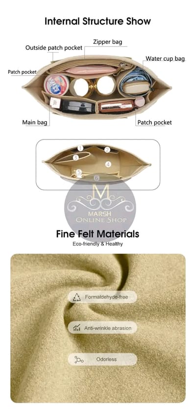 💥LouisWill Felt Insert Bag Cosmetic Bag Handle Bag Liner Bag_img_2