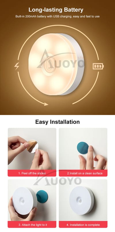 Auoyo LED Night Light Motion-Sensing Lamp Portable Night Lamp_img_9
