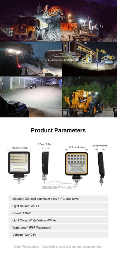 Geepact 45 LED Spotlight Headlight for Car/ Boat /Truck/ Motorcycle/ Construction_img_10