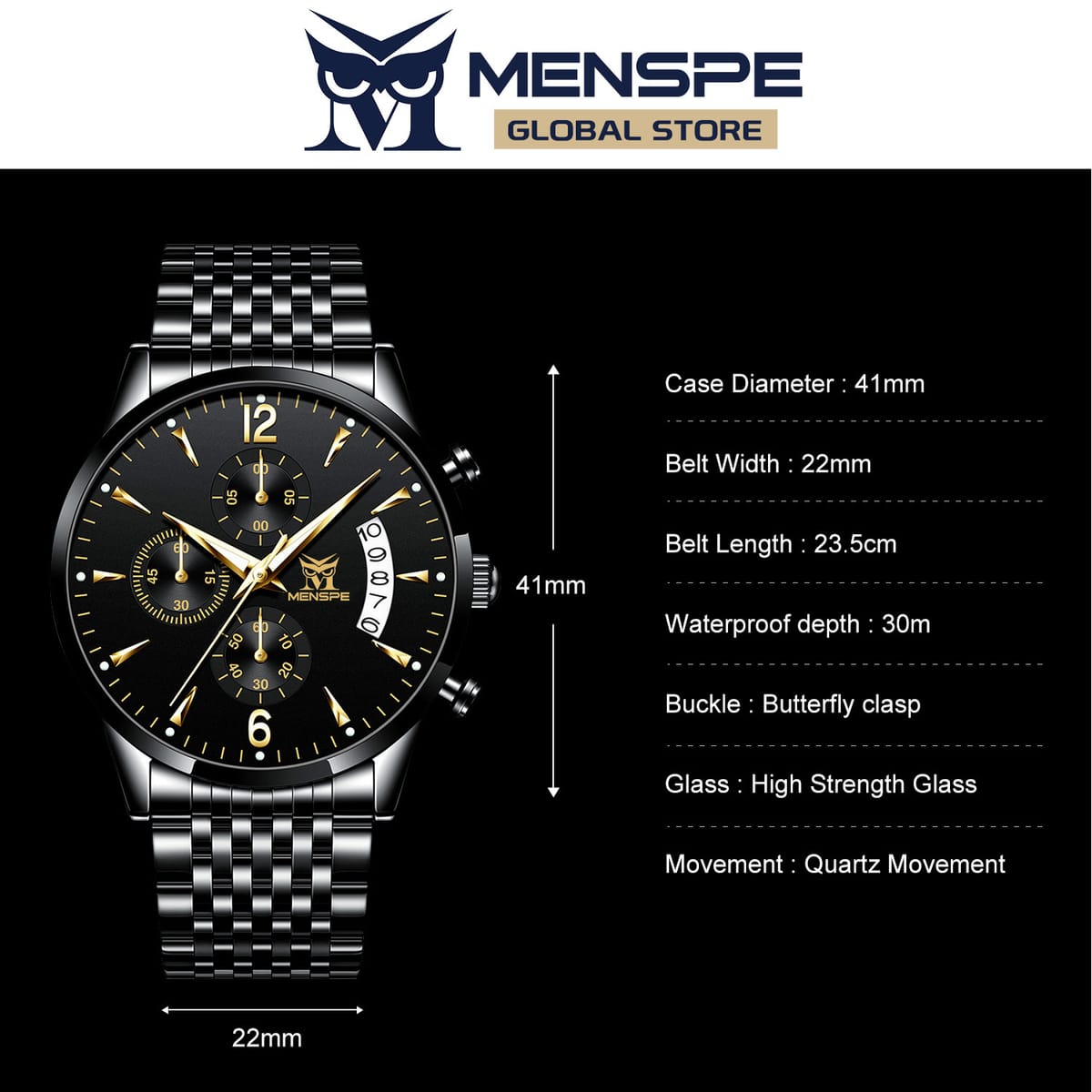 🔰✅MENSPE Men's Quartz Watch