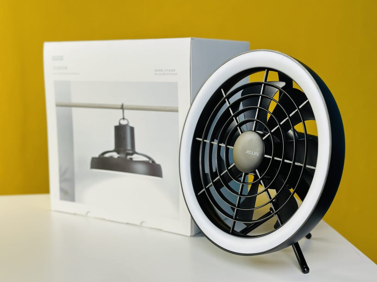 🔰✅JISULIFE FA17 Rechargeable Fan With LED Ceiling Fan With Long Tripod Stand(White Color)