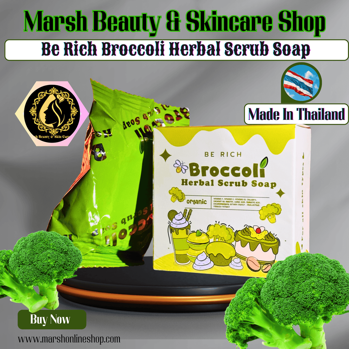👉🔰BE RICH Broccoli Herbal Scrub Soap(35gm)