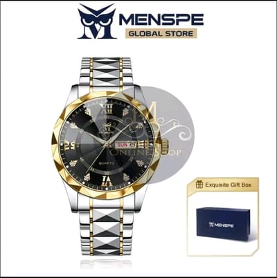 💥MENSPE Men's Fashion Watch Quartz Watch With Diamond Calendar Watch_img_0
