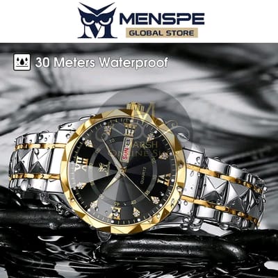 💥MENSPE Men's Fashion Watch Quartz Watch With Diamond Calendar Watch_img_3