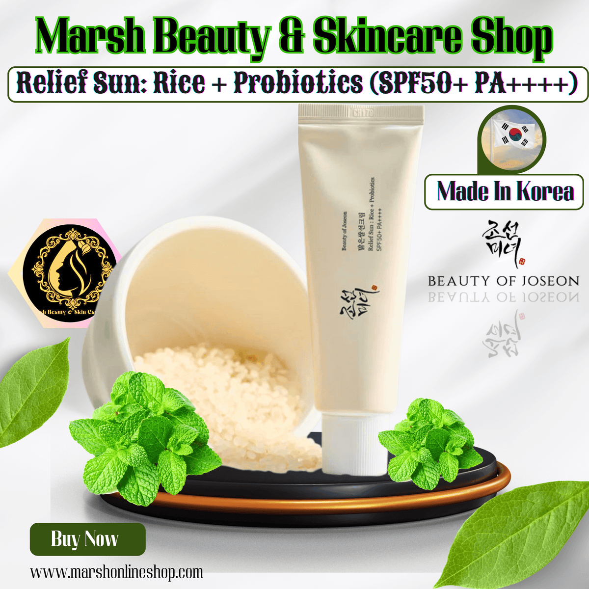 👉🔰Beauty Of Joseon Sunscreen: Rice + Probiotics Spf 50+ (50ml)