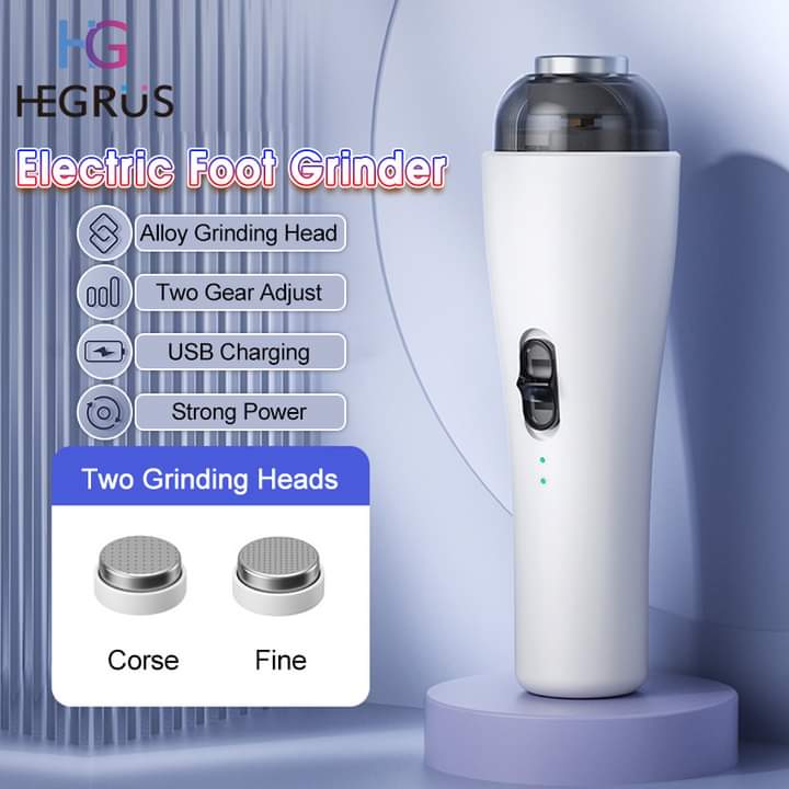 ๐ฅHEGRUS Rechargeable Electric Foot Grinder with 2 Grinding Heads